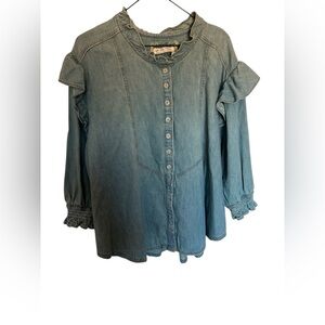 We The Free Blue Denim Top